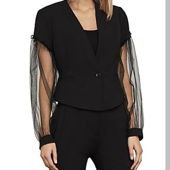 BCBGMAXAZRIA Sandi Tulle Sleeve Blazer in Black Size Small - Picture 1 of 13